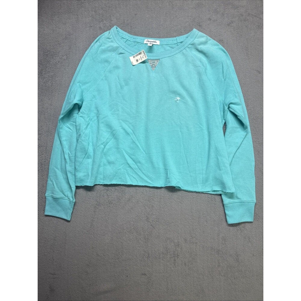 XL Aeropostale Junior Women's Crop TEAL Sweatshirt Sequin V CROPPED